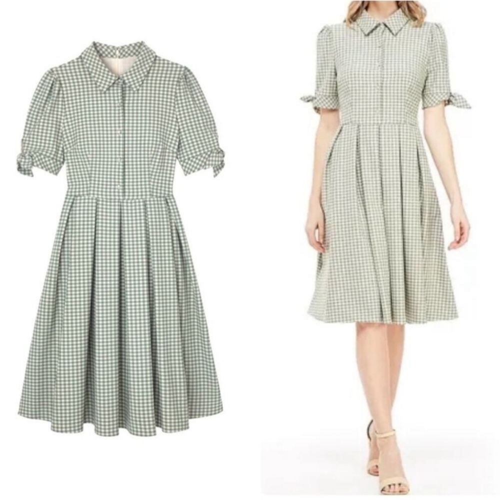 Gal Meets Glam Delilah Green Gingham Dress